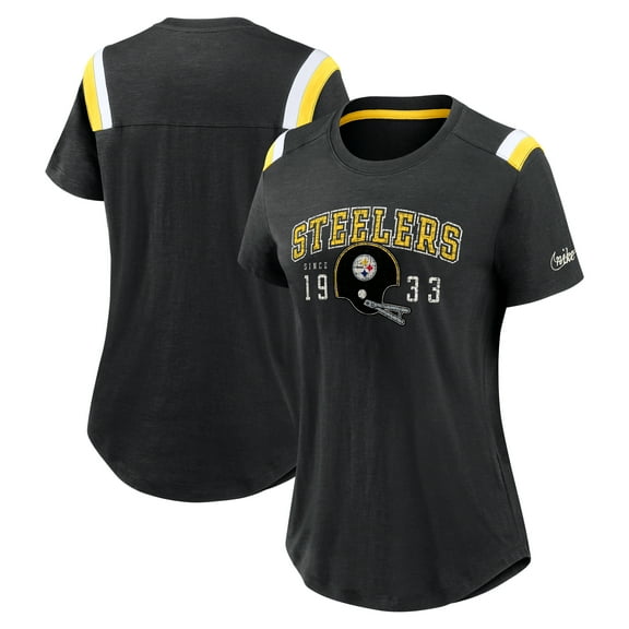 Women's-Nike  Heather Black Pittsburgh Steelers Historic Slub Fashion T-Shirt