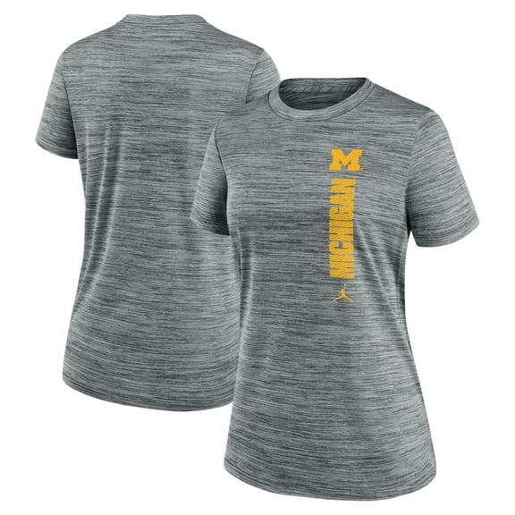 Women's-Nike Gray Michigan Wolverines Sideline Velocity Dri-FIT T-Shirt