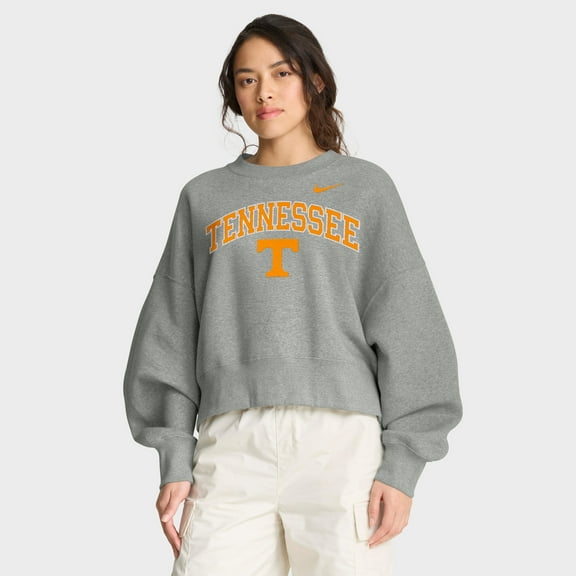 Women's Nike Heather Gray Tennessee Volunteers Oversized Phoenix Arch Pullover Sweatshirt