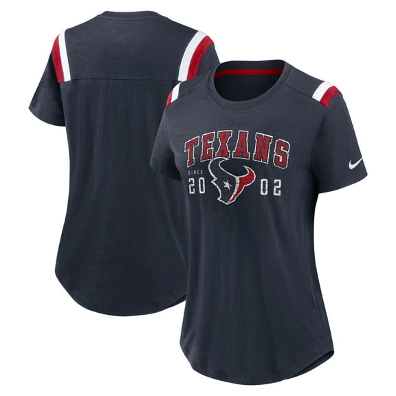 Women's-Nike  Heather Navy Houston Texans Prime Logo Slub Fashion T-Shirt