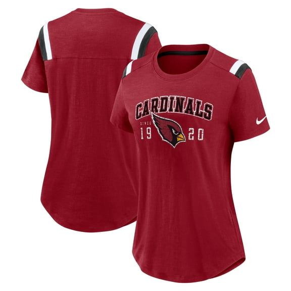 Women's-Nike  Heather Red Arizona Cardinals Historic Slub Fashion T-Shirt