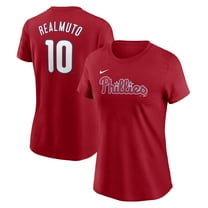Women's Nike J.T. Realmuto Red Philadelphia Phillies Cooperstown Collection Fuse Name & Number T-Shirt