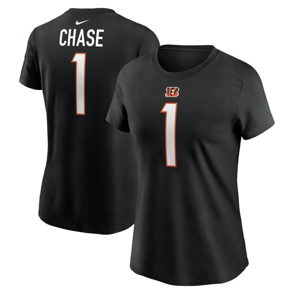 Women's Nike Ja'Marr Chase Black Cincinnati Bengals Player Name & Number T-Shirt