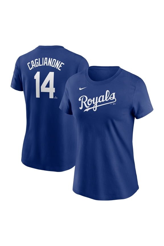 Women's Nike Jac Caglianone Royal Kansas City Royals Cooperstown Collection Fuse Name & Number T-Shirt