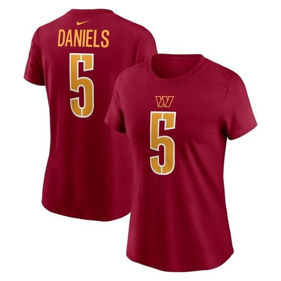Women's Nike Jayden Daniels Burgundy Washington Commanders  Name & Number T-Shirt