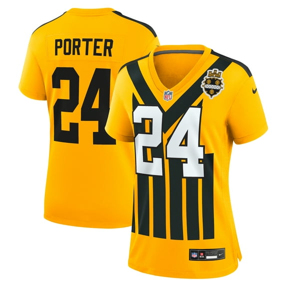 Women's Nike Joey Porter Jr. Gold Pittsburgh Steelers Alternate 1933 Throwback Game Jersey