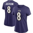 thumbnail image 1 of Women's Nike Lamar Jackson Purple Baltimore Ravens Name & Number T-Shirt, 1 of 4