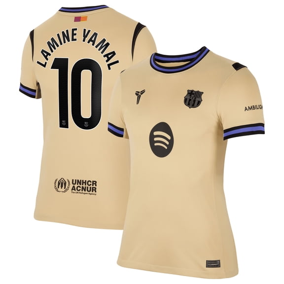 Women's Nike Lamine Yamal Gold Barcelona 2025/26 Away Stadium Replica Jersey