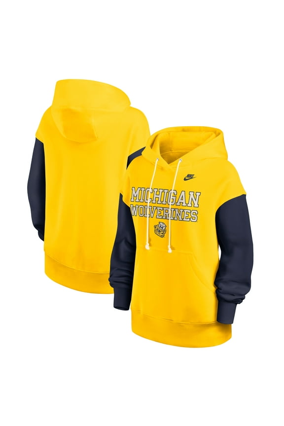 Women's Nike Maize/Navy Michigan Wolverines Oversized Legacy Phoenix Pullover Hoodie