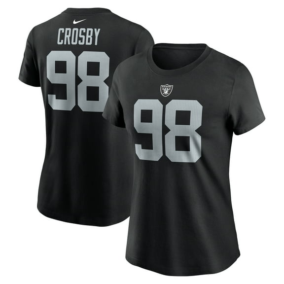 Women's Nike Maxx Crosby Black Las Vegas Raiders Player Name & Number T-Shirt