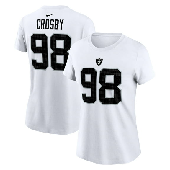 Women's Nike Maxx Crosby White Las Vegas Raiders Player Name & Number T-Shirt