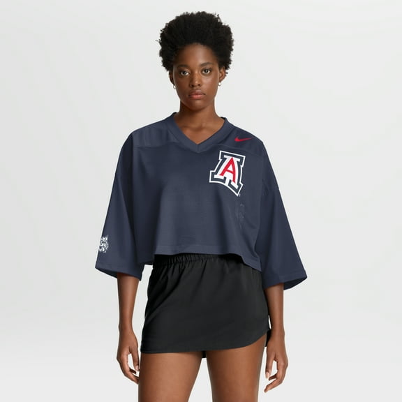 Women's Nike Navy Arizona Wildcats Cropped Mesh Dri-FIT Fashion Jersey