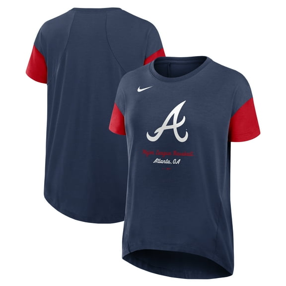 Women's Nike Navy Atlanta Braves Flowy Fashion Tri-Blend Dri-FIT T-Shirt