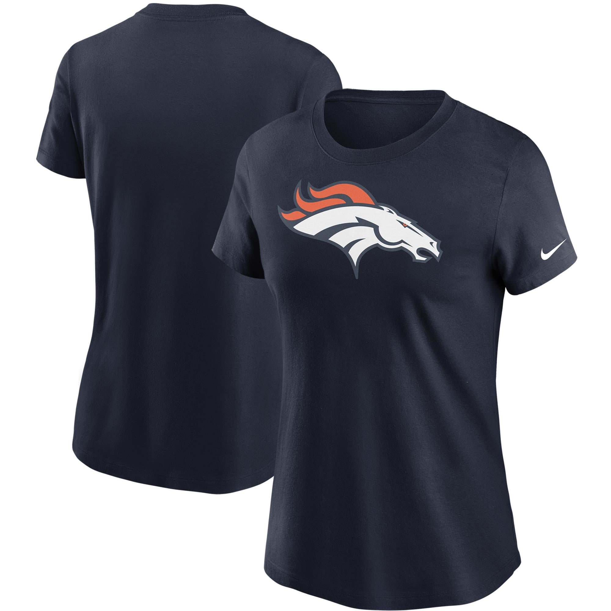 Women's Nike Navy Denver Broncos Logo Essential T-Shirt 