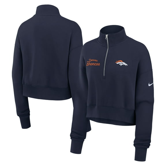 Women's Nike Navy Denver Broncos Primetime Phoenix Half-Zip Sweatshirt
