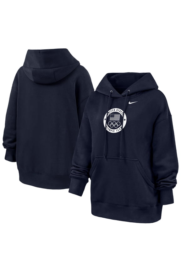 Women's Nike Navy Team USA Oversized Phoenix Fleece Hoodie