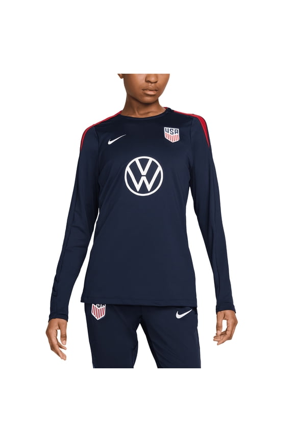 Women's Nike Navy USMNT 2024 Strike Performance Long Sleeve Top