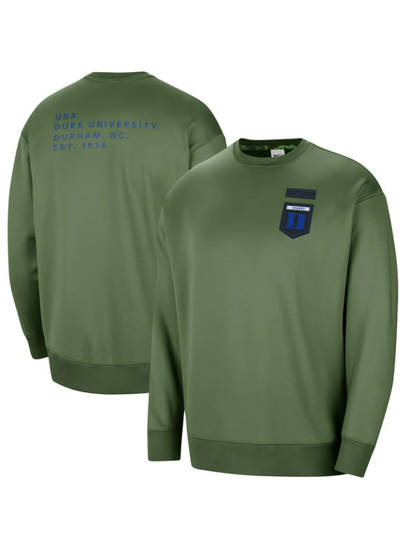 Women's Nike Olive Duke Blue Devils Military Collection All-Time Performance Crew Pullover Sweatshirt