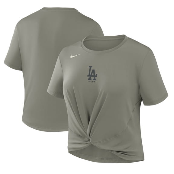 Women's Nike Olive Los Angeles Dodgers One Twist Dri-FIT Cropped T-Shirt
