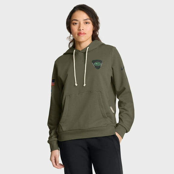 Women's Nike Olive New York Jets 2025 Salute to Service Sideline Standard Issue Dri-FIT Hoodie