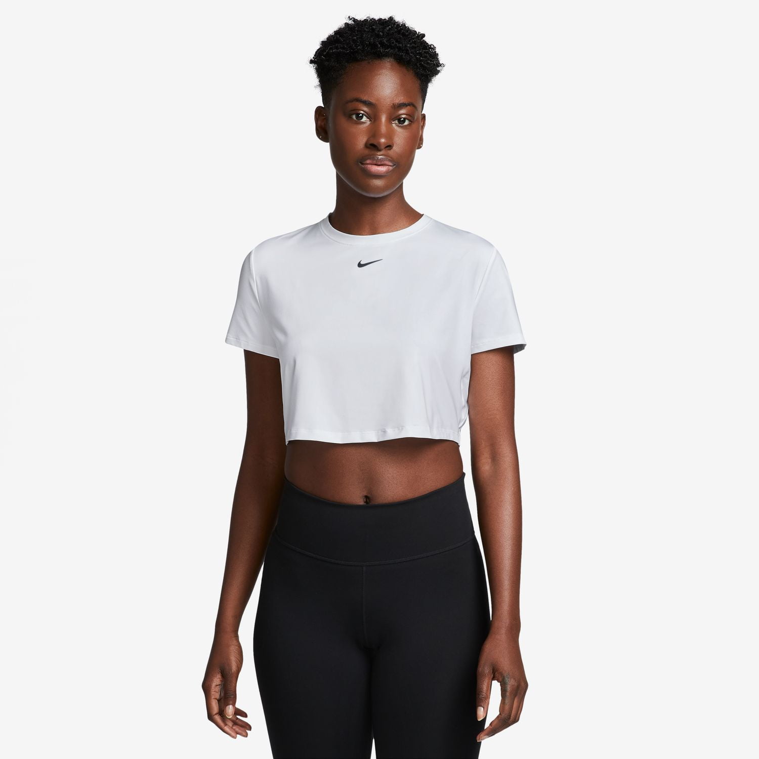 ★ Nike★ One Fitted Dry Fit Short Sleeve Crop Top W White Women's Nike One Dri-FIT Crop Short Sleeve Top Color: White