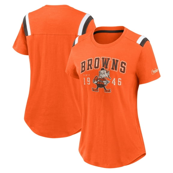 Women's-Nike  Orange Cleveland Browns Historic Slub Fashion T-Shirt