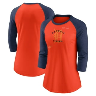 Detroit Tigers Solid V-Neck T-Shirt - Navy/Orange