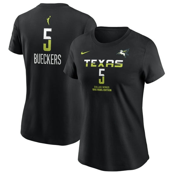 Women's Nike Paige Bueckers Black Dallas Wings 2025 WNBA Draft Rebel Edition Name & Number T-Shirt