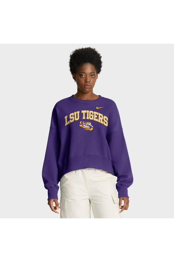 Women's Nike Purple LSU Tigers Oversized Phoenix Arch Pullover Sweatshirt