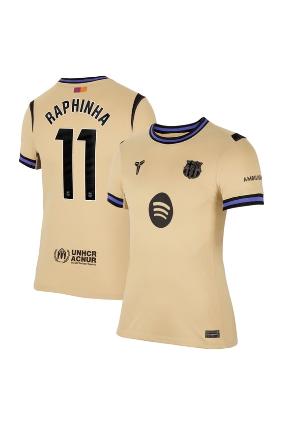 Women's Nike Raphinha Gold Barcelona 2025/26 Away Stadium Replica Jersey