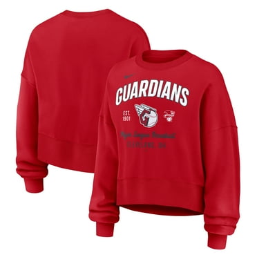 Women's Nike Red Cleveland Guardians Oversized High Hip Pullover Sweatshirt
