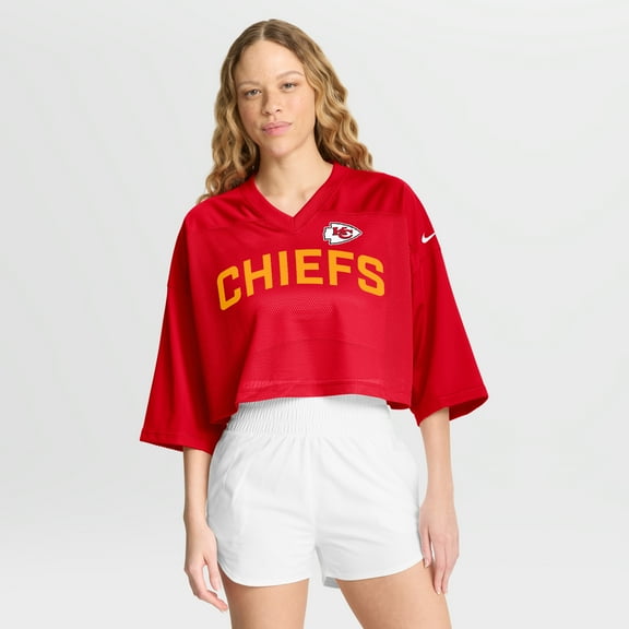 Women's Nike Red Kansas City Chiefs Primetime Cropped Mesh Dri-FIT Fashion Jersey