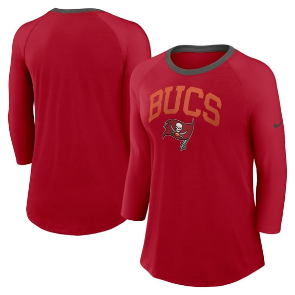 Women's Nike  Red Tampa Bay Buccaneers 3/4 Sleeve Raglan Fashion Top