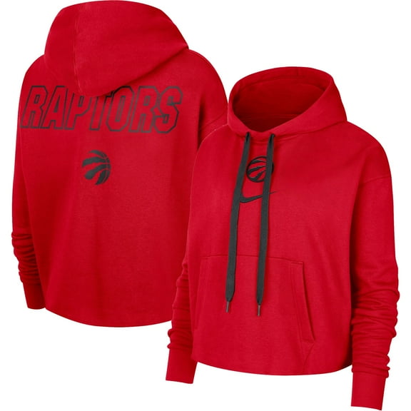 Women's Nike Red Toronto Raptors Courtside Cropped Pullover Hoodie