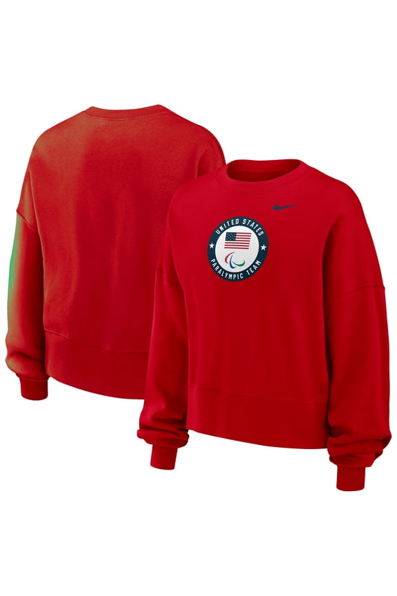 Women's Nike Red U.S. Paralympics Oversized Phoenix Fleece Sweatshirt
