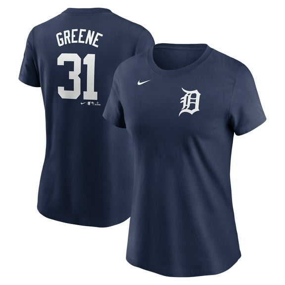 Women's Nike Riley Greene Navy Detroit Tigers Cooperstown Collection Fuse Name & Number T-Shirt