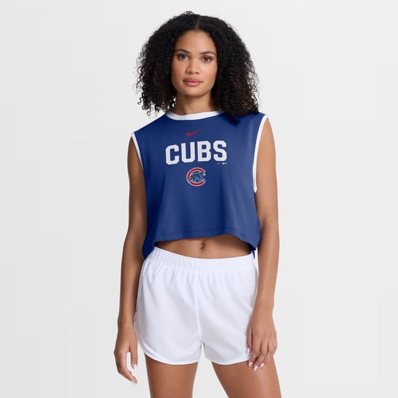 Women's Nike Royal Chicago Cubs Primetime Loose Dri-FIT Cropped Tank Top