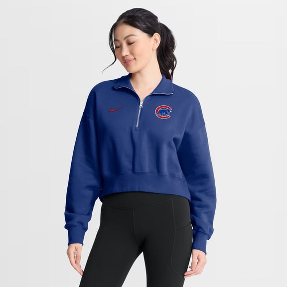 Women's Nike Royal Chicago Cubs Primetime Phoenix Fleece Half-Zip Sweatshirt