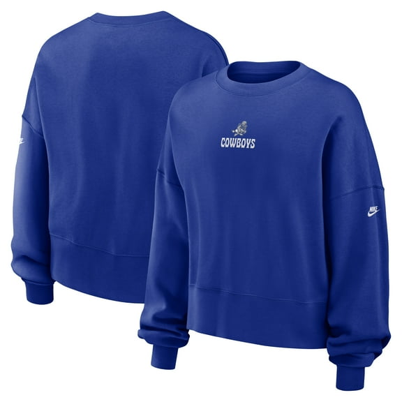 Women's Nike Royal Dallas Cowboys Oversized Rewind Pullover Sweatshirt