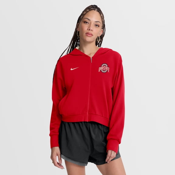 Women's Nike Scarlet Ohio State Buckeyes Mantra Cropped Full-Zip Hoodie