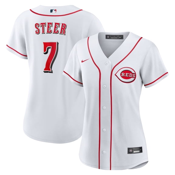 Women's Nike Spencer Steer White Cincinnati Reds Home Replica Jersey
