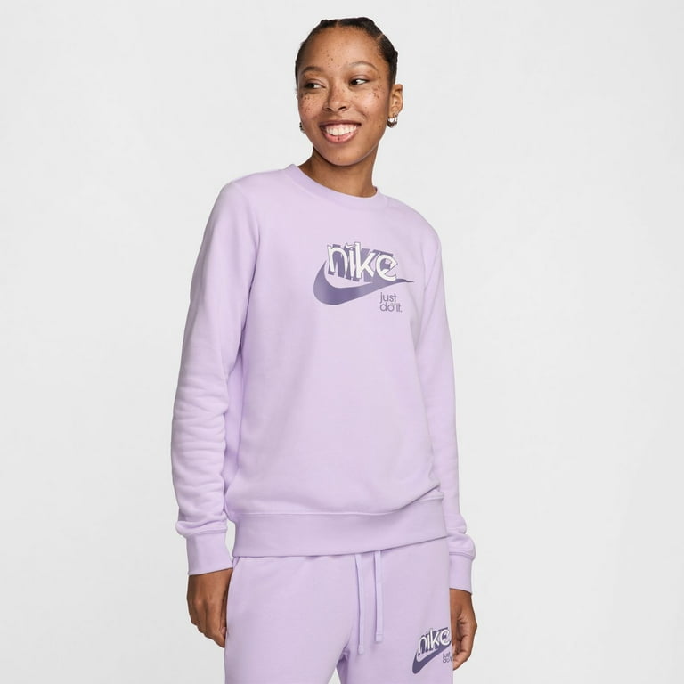 Women s Nike Sportswear Club Fleece Graphic Sweatshirt Color Violet Size SMALL