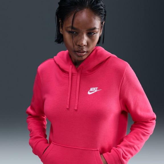 Women's Nike Sportswear Club Fleece Hoodie Color: Rush Pink Size: MEDIUM