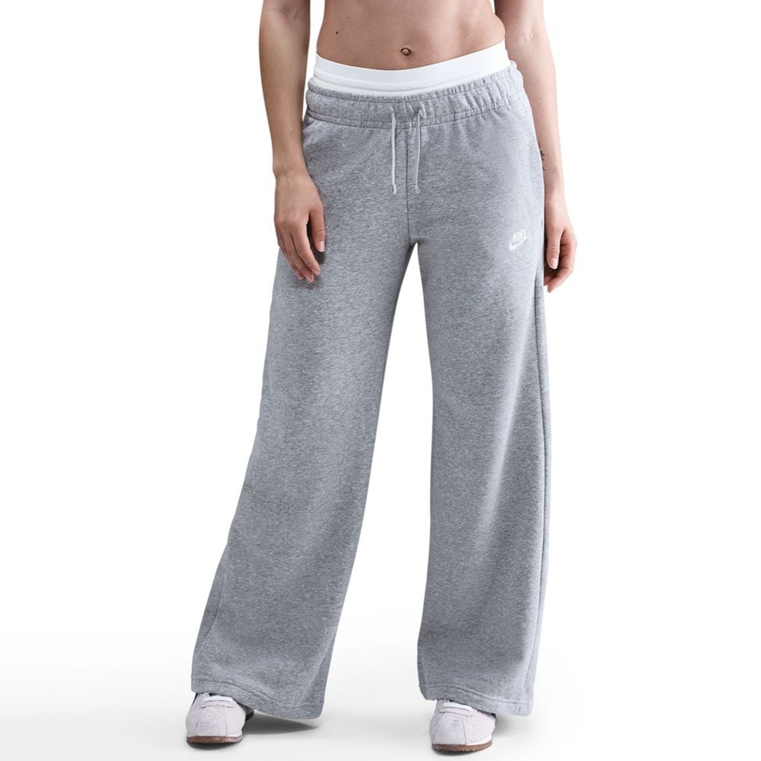 Women's Nike Sportswear Club Fleece Midrise Wide-Leg Pants Color: Dark Gray Heather Size: LARGE - Walmart.com