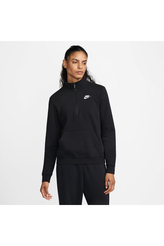 Women's Nike Sportswear Club Fleece Quarter-Zip Sweatshirt Color: Black Size: X SMALL