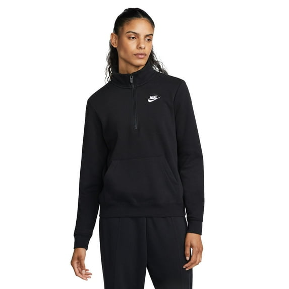 Women's Nike Sportswear Club Fleece Quarter-Zip Sweatshirt Color: Black Size: XX LARGE