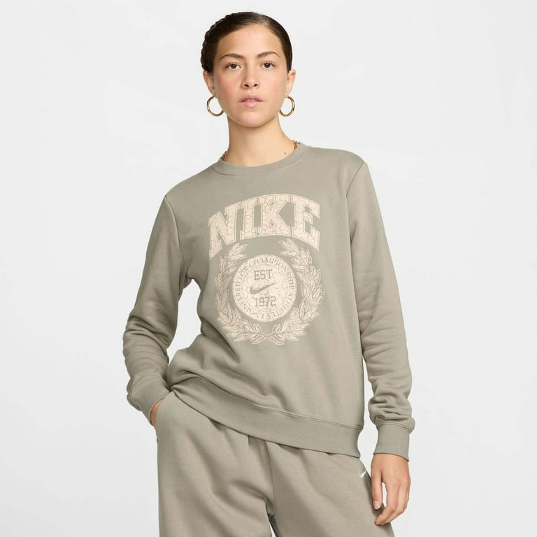 Women s Nike Sportswear Club Fleece Varsity Crewneck Sweatshirt Color Light Army Size X SMALL Walmart
