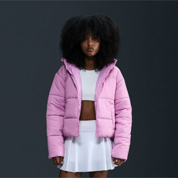 Women's Nike Sportswear Therma-FIT Hooded Classic Puffer Jacket Color: Beyond Pink Size: SMALL