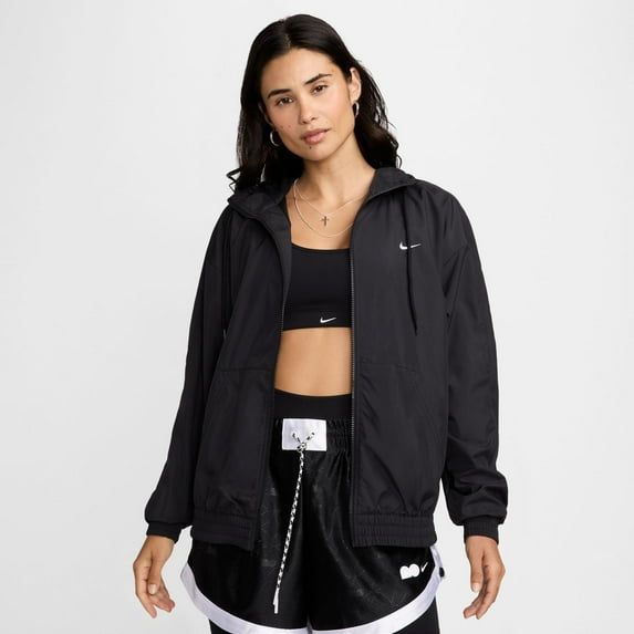 Women's Nike Sportswear UV Protection Loose Hooded Jacket Color: Black Size: LARGE