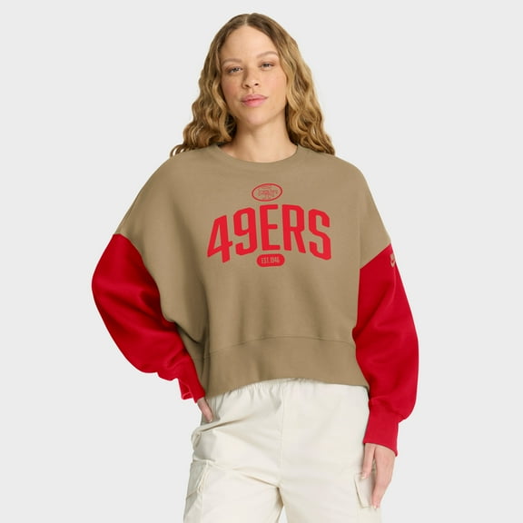 Women's Nike Tan San Francisco 49ers Oversized Rewind Pullover Sweatshirt
